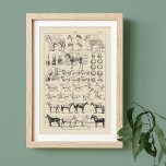 Vintage Pferdezucht und Anatomie-Diagramm Französi Poster<br><div class="desc">Wir haben das aus einer Seite in unserer antiken Papiersammlung erstellt. Die Originalseite stammt aus einem bekannten französischen Referenzbuch ca. 1920. Es zeigt Abbildungen verschiedener Pferderassen und Aspekte der Anatomie von Pferden. Der Text ist in französischer Sprache. Die Originalseite ist mit Alter gelblich, was ihr eine schöne Patina verleiht, die...</div>