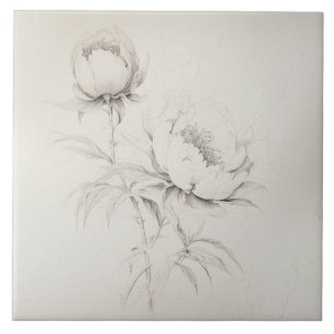 Vintage Pfingstrose 4 Botanisches Dekoratives Tile Fliese