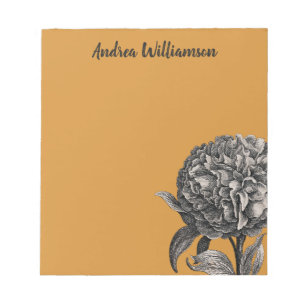 Vintage-Pfingstrose-Blumenillustration auf Butters Notizblock