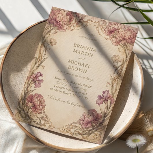 Vintage-Pfingstrose Botanisch Einladung
