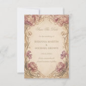 Vintage-Pfingstrose Botanisch Save The Date (Vorderseite)