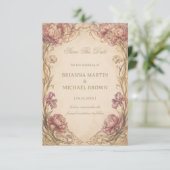 Vintage-Pfingstrose Botanisch Save The Date (Stehend Vorderseite)