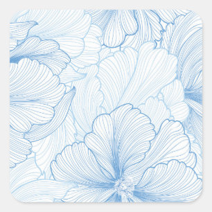 Vintage-Pfingstrose: Nahtloses Blumenmuster Quadratischer Aufkleber