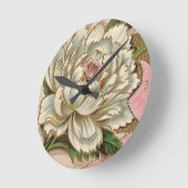 Vintage Pfingstrosen-Blume Runde Wanduhr (Winkel)
