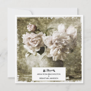 *~* Vintage Pfingstrosen Blumen AR23 QR RSVP HOCHZ Einladung