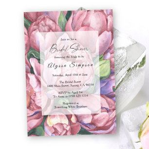 Vintage-Pfingstrosen-Blumen-Braut-Shower Einladung