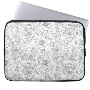 Vintage-Pfingstrosen-Blumenmuster Laptopschutzhülle
