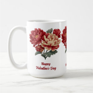 Vintage-Pfingstrosen-Herzstrauß Kaffeetasse