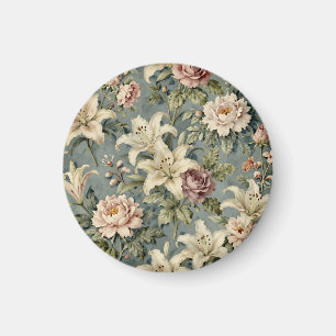 Vintage-Pfingstrosen-Lilien-Blumenmuster Magnet