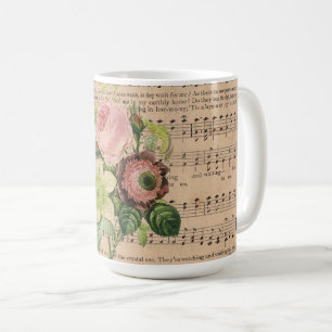 Vintage-Pfingstrosen & Notenblätter Kaffeetasse