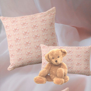 Vintage Pfirsich-Blumen-Toile-Schleifen  Kissen