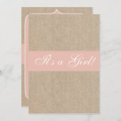 Vintage Pfirsich Burlap Babydusche Einladung (Vorne/Hinten)