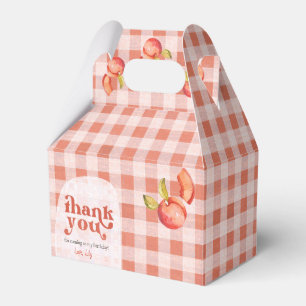 Vintage-Pfirsich-Gingham "Danke" Geschenkschachtel
