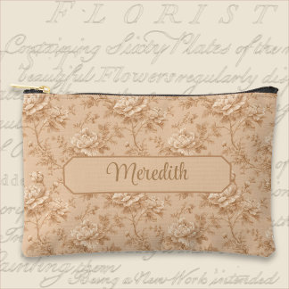Vintage Pfirsich-Rosen-Toile  Zubehörtasche