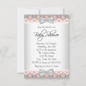 Vintage Pfirsich und Graue Girl Dusche Einladung (Rückseite)