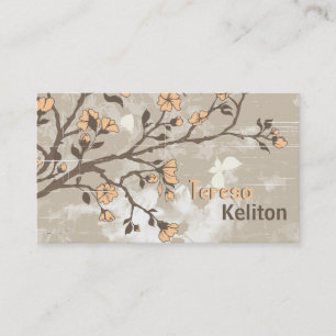 Vintage-Pfirsichblüten florales Grunge-Taupe Visitenkarte