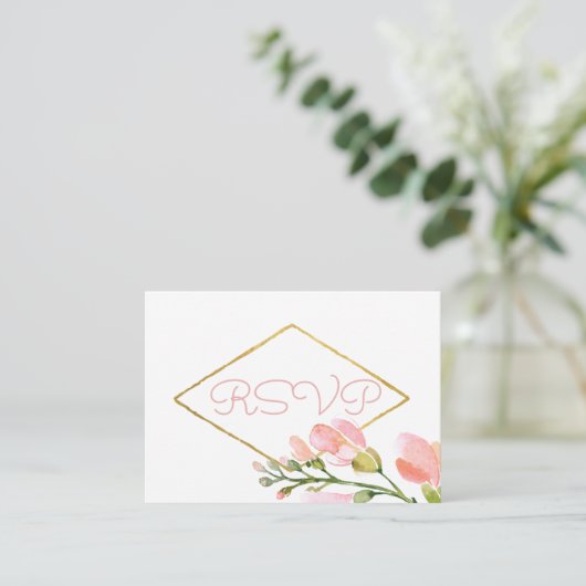 Vintage Pfirsichblütenrosa Blumenzange RSVP Begleitkarte (Stehend Vorderseite)