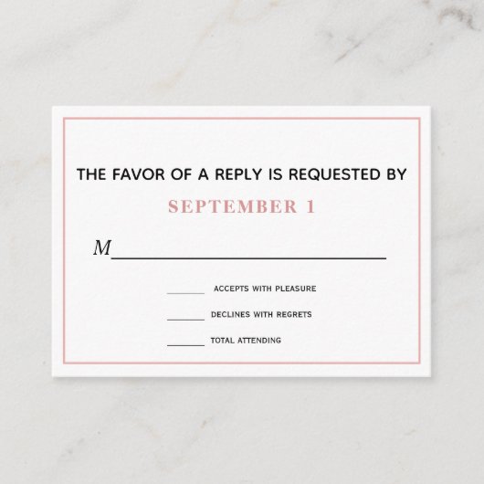 Vintage Pfirsichblütenrosa Blumenzange RSVP Begleitkarte (Vorderseite)