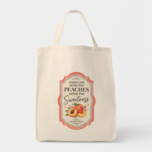 Vintage Pfirsiche Früchte die Süße Zitat Tragetasche