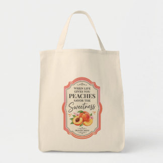 Vintage Pfirsiche Früchte die Süße Zitat  Tragetasche