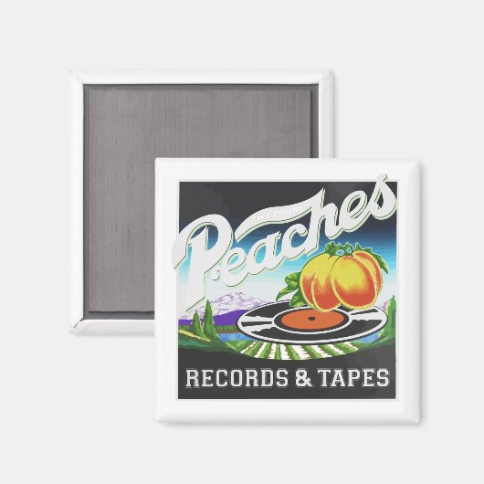 Vintage Pfirsiche-Platten und Logo Magnet (Vorderseite/Rückseite)
