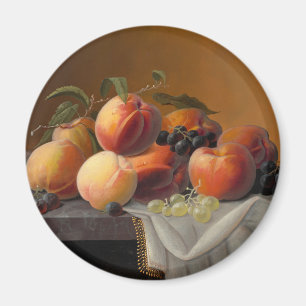 Vintage Pfirsiche Trauben Früchte-Stillleben-Maler Magnet