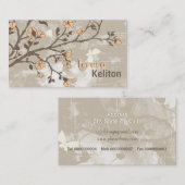 Vintage Pfirsichernde Blume Blumenweizentaube Visitenkarte (Vorne/Hinten)