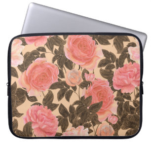 Vintage pfirsichfarbene Rose Wasserfarbmuster. Laptopschutzhülle