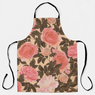 Vintage pfirsichfarbene Rose Wasserfarbmuster. Schürze