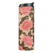 Vintage pfirsichfarbene Rose Wasserfarbmuster. Thermosbecher (Nach links gedreht)