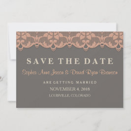 Vintage Pfirsichgraue Spitzen-Hochzeit SPAREN DAS Save The Date