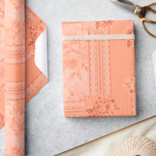 Vintage Pfirsichspitzen verblasste Rose Geschenkpapier