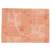 Vintage Pfirsichspitzen verblasste Rose Große Geschenktüte (Rückseite)