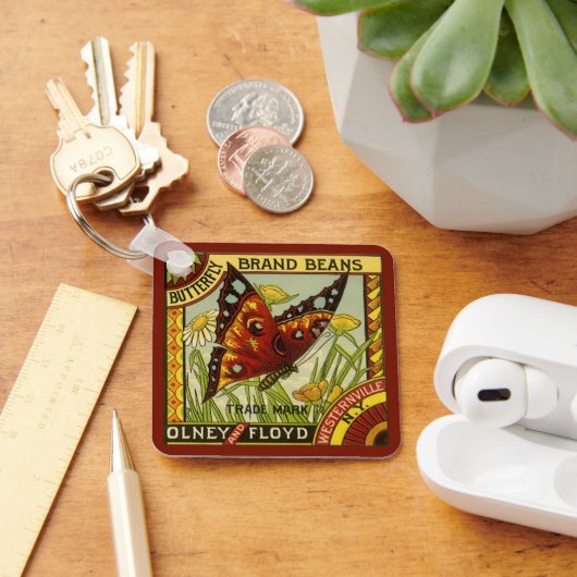 Vintage Pflanzenkennzeichen Kunst, Schmetterlingsm Schlüsselanhänger (Schreibtisch)