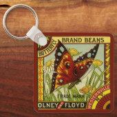 Vintage Pflanzenkennzeichen Kunst, Schmetterlingsm Schlüsselanhänger (Vorderseite)