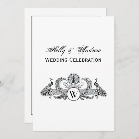 Vintage Pflaster mit Monogramm Einladung (Vorne/Hinten)