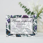 Vintage Pflaume lila Magenta Blütenschmetterling U RSVP Karte (Stehend Vorderseite)