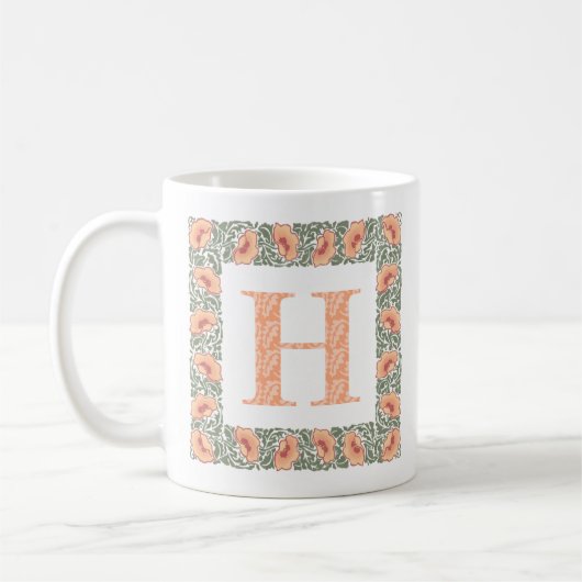 Vintage Pflaume Monogramm Pfirsichblütenreste Kaffeetasse (Links)