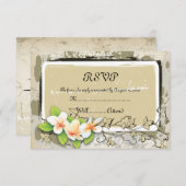 Vintage Pflaume und beige Efeu-Hochzeitskarte RSVP Karte (Vorne/Hinten)