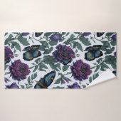 Vintage Pflaumen lila Magenta-Blütenschmetterlinge Badehandtuch (Badehandtuch)