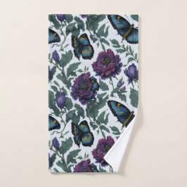 Vintage Pflaumen lila Magenta-Blütenschmetterlinge Handtuch