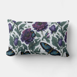 Vintage Pflaumen lila Magenta-Blütenschmetterlinge Lendenkissen