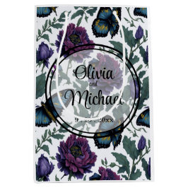 Vintage Pflaumen lila Magenta-Blütenschmetterlinge Mittlere Geschenktüte