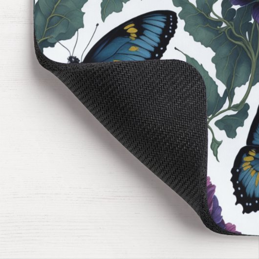 Vintage Pflaumen lila Magenta-Blütenschmetterlinge Mousepad (Ecke)