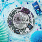 Vintage Pflaumen lila Magenta-Blütenschmetterlinge Pappteller (Party)