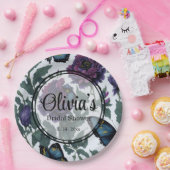 Vintage Pflaumen lila Magenta-Blütenschmetterlinge Pappteller (Party)