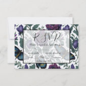 Vintage Pflaumen lila Magenta-Blütenschmetterlinge RSVP Karte (Vorderseite)