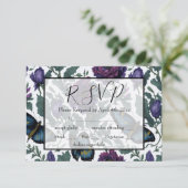 Vintage Pflaumen lila Magenta-Blütenschmetterlinge RSVP Karte (Stehend Vorderseite)