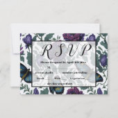 Vintage Pflaumen lila Magenta-Blütenschmetterlinge RSVP Karte (Vorderseite)