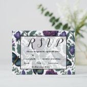 Vintage Pflaumen lila Magenta-Blütenschmetterlinge RSVP Karte (Stehend Vorderseite)